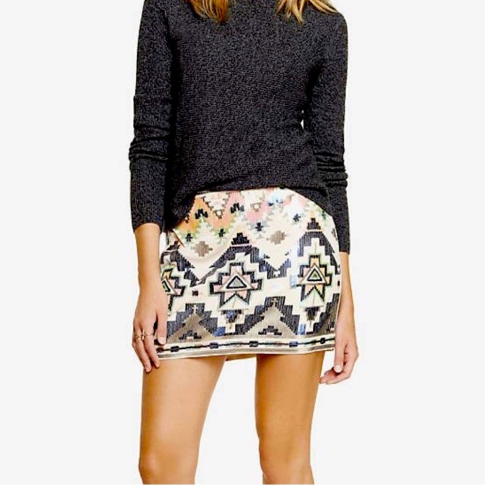 Express Sequin Tribal Geo Skirt